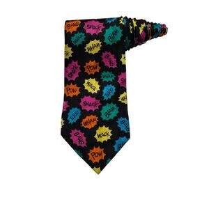 Dc Comics Batman POW Wham Smack Thud Sayings Vintage Necktie Silk 100%